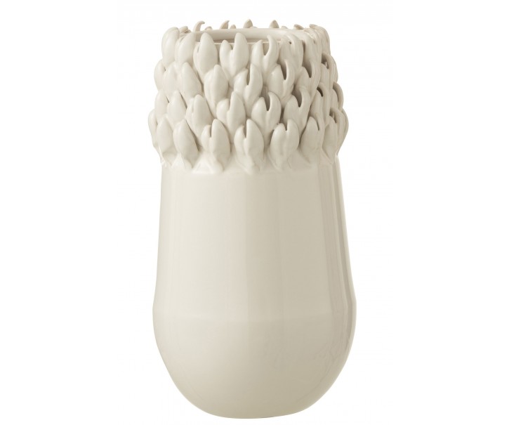 Krémová keramická váza Ibiza white - Ø 14*27cm J-Line by Jolipa