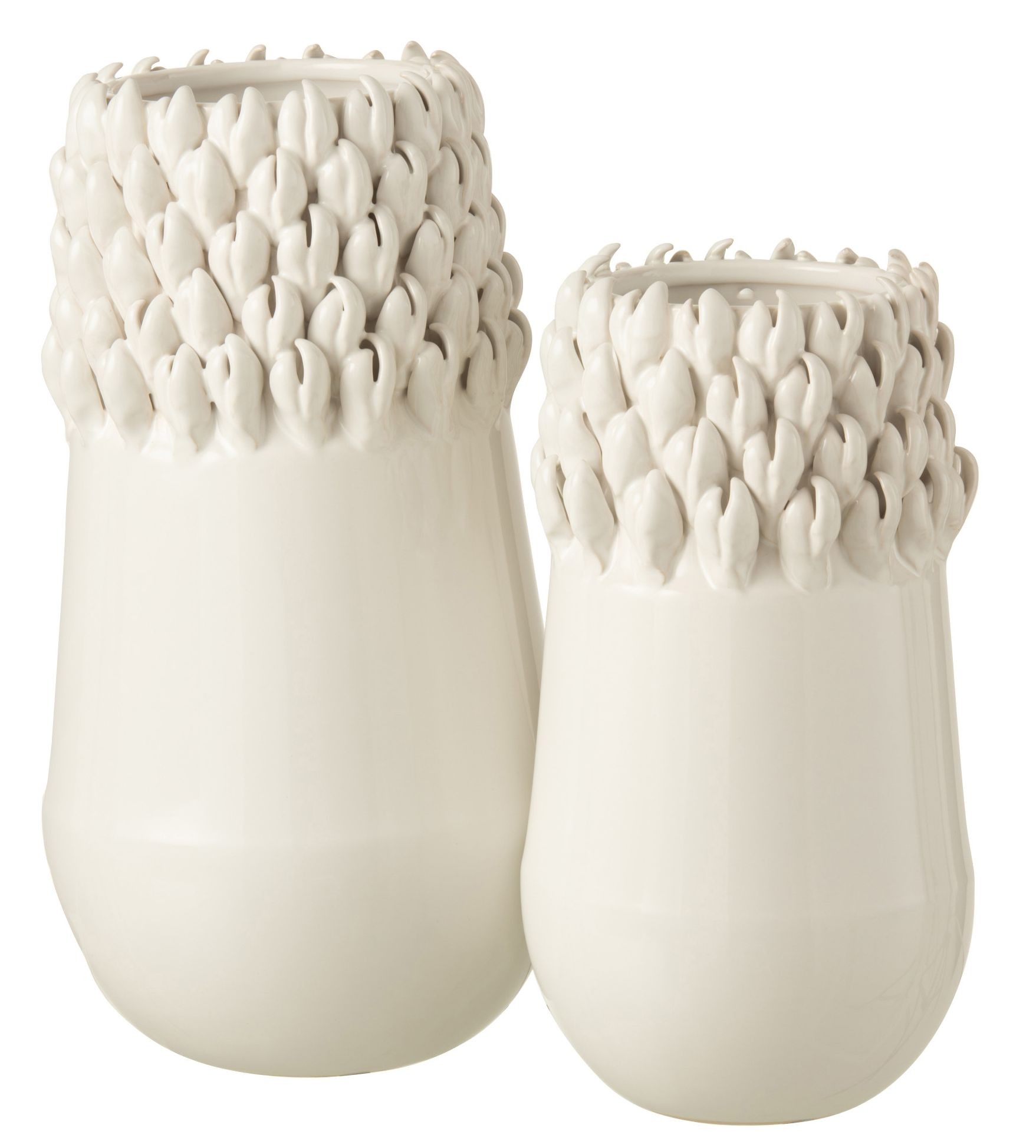 Krémová keramická váza Ibiza white - Ø 14*27cm J-Line by Jolipa Krémová keramická váza Ibiza white - Ø 14*27cm J-Line by Jolipa