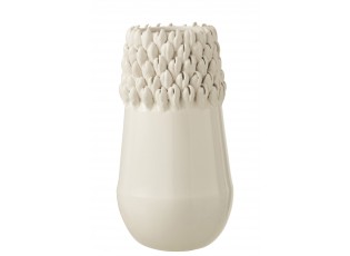 Krémová keramická váza Ibiza white - Ø 18*33cm