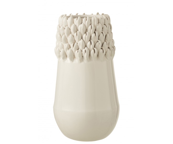 Krémová keramická váza Ibiza white - Ø 18*33cm J-Line by Jolipa
