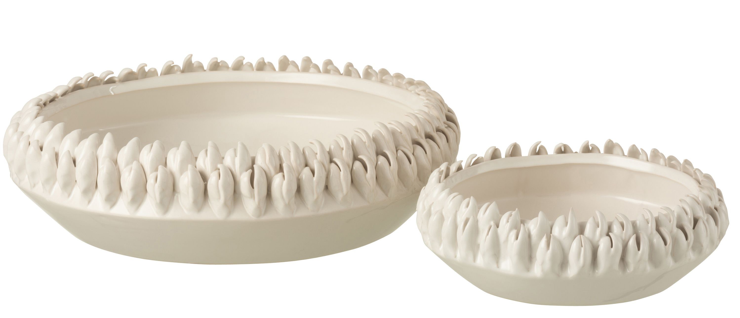 Krémová keramická dekorační mísa Ibiza white - Ø 23*8cm J-Line by Jolipa Krémová keramická dekorační mísa Ibiza white - Ø 23*8cm J-Line by Jolipa