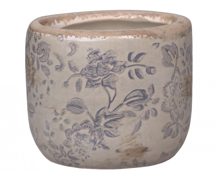 Keramický květináč s popraskáním Melun - Ø8*7cm Chic Antique