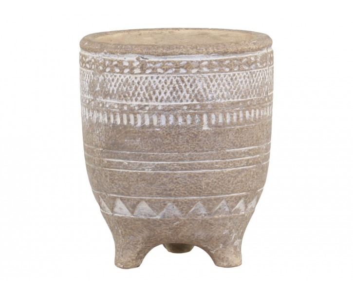 Přírodní cementový květináč na nožičkách Évron - Ø11*13cm Chic Antique