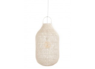 Závěsné bílé ratanové stínidlo Cylsha - Ø 40*75 cm/ E27