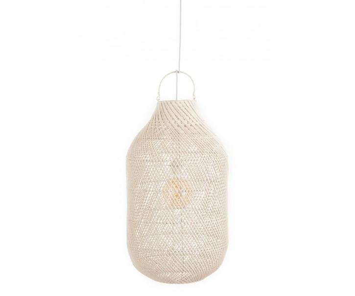 Závěsné bílé ratanové stínidlo Cylsha - Ø 40*75 cm/ E27 J-Line by Jolipa