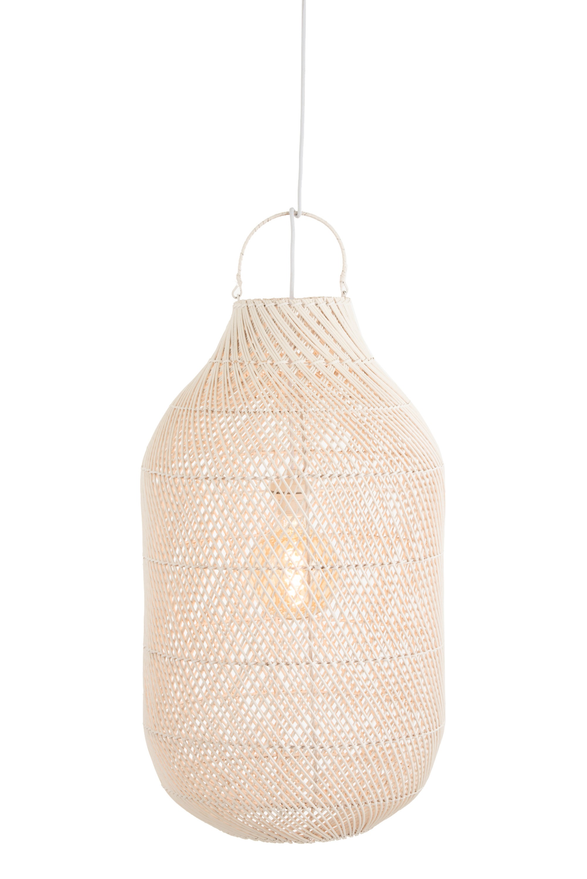 Závěsné bílé ratanové stínidlo Cylsha - Ø 40*75 cm/ E27 J-Line by Jolipa Závěsné bílé ratanové stínidlo Cylsha - Ø 40*75 cm/ E27 J-Line by Jolipa
