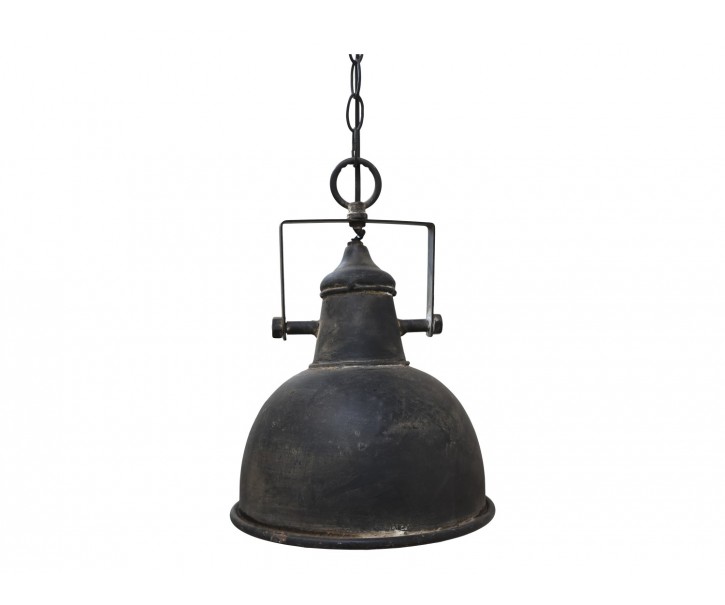 Industriální černé kovové závěsné světlo Fact - Ø24*26 cm Chic Antique