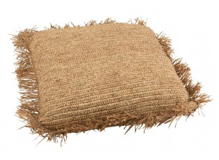 Přírodní lýkový podsedák / puf s třásněmi Raffia - 88*88*22cm