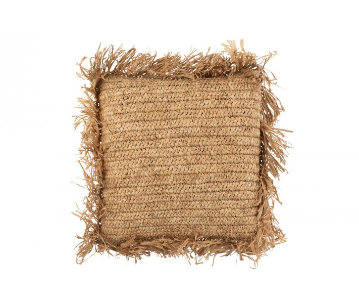 Přírodní lýkový polštář s třásněmi Raffia - 45*45*15 cm J-Line by Jolipa