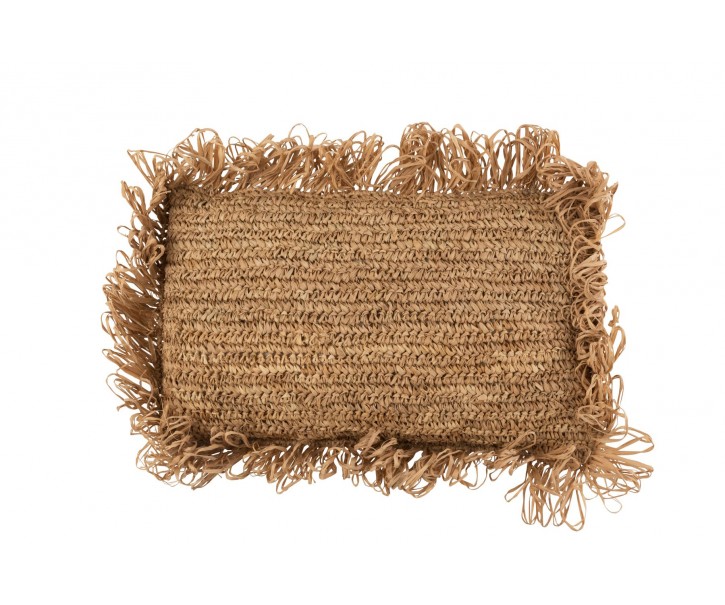 Přírodní lýkový polštář s třásněmi Raffia - 35*10*47 cm J-Line by Jolipa