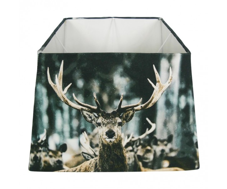 Čtvercové stínidlo na lampu s jelenem v zimní krajině - 37*37*25cm Mars & More 