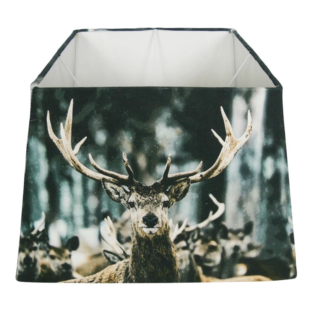 Čtvercové stínidlo na lampu s jelenem v zimní krajině - 37*37*25cm Mars & More Čtvercové stínidlo na lampu s jelenem v zimní krajině - 37*37*25cm Mars & More