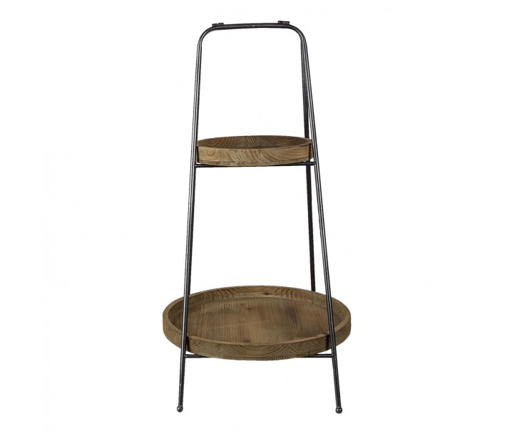2patrový kovový etažér s dřevěnými podnosy Suzane – Ø46*74 cm Clayre & Eef