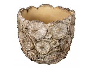 Šedý antik cementový zdobený květináč S - Ø 11*10 cm