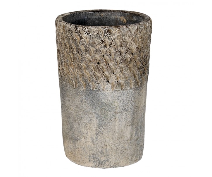 Šedý antik cementový vysoký květináč S - Ø 12*19 cm Clayre & Eef