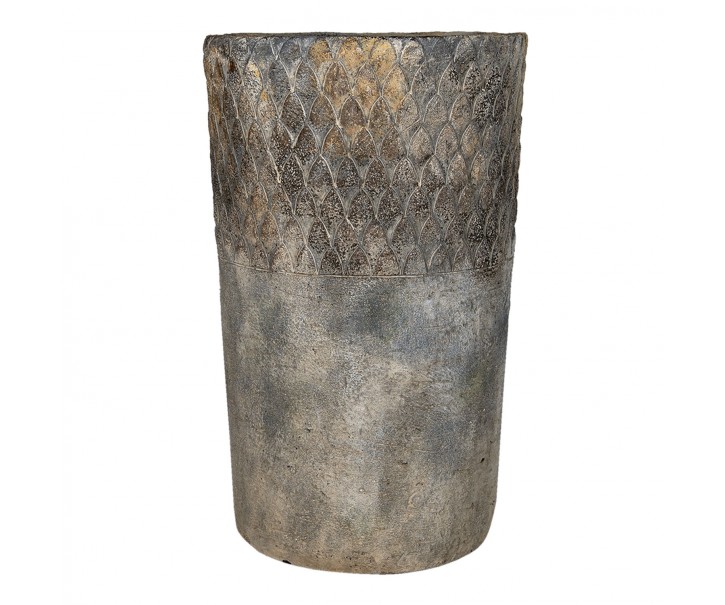 Šedý antik cementový vysoký květináč - Ø 24*39 cm Clayre & Eef