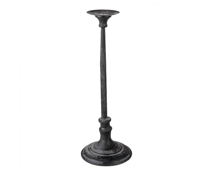 Černý kovový svícen s patinou Baylee - Ø 14*42 cm Clayre & Eef