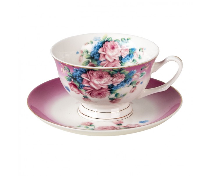 Porcelánový šálek s podšálkem Gardem VIII - 12*10*6 / Ø 15*2 cm / 200 ml Clayre & Eef