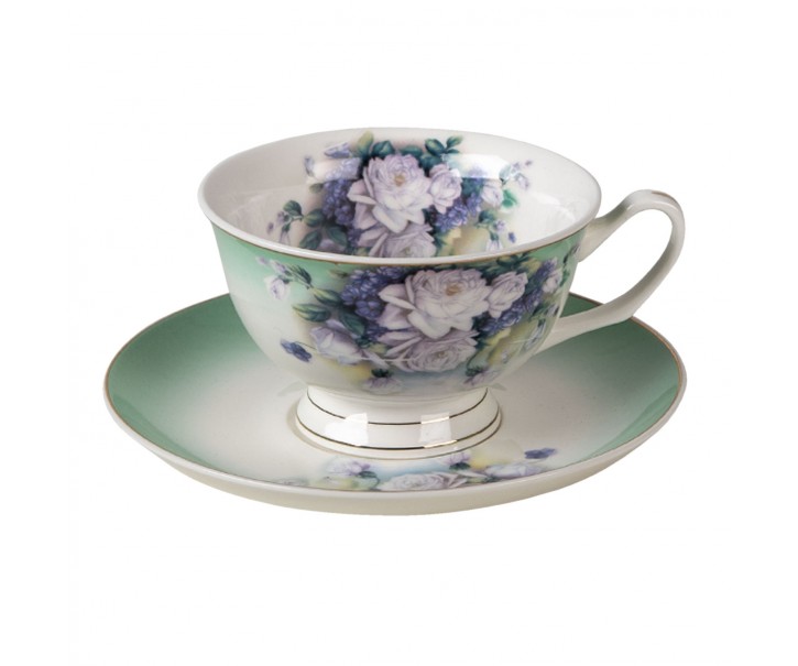 Porcelánový šálek a podšálek Garden IX - 12*10*6 / Ø 15*2 cm / 200 ml Clayre & Eef