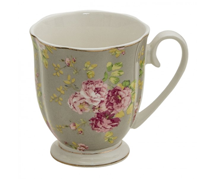 Porcelánový hrnek s květy - 11*8*10 cm / 290 ml Clayre & Eef