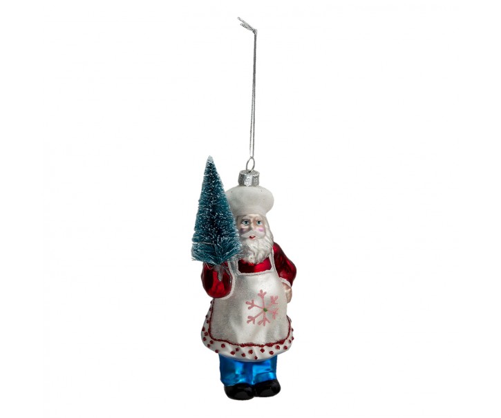 Vánoční ozdoba Santa se stromečkem - Ø 9*5*16cm Clayre & Eef