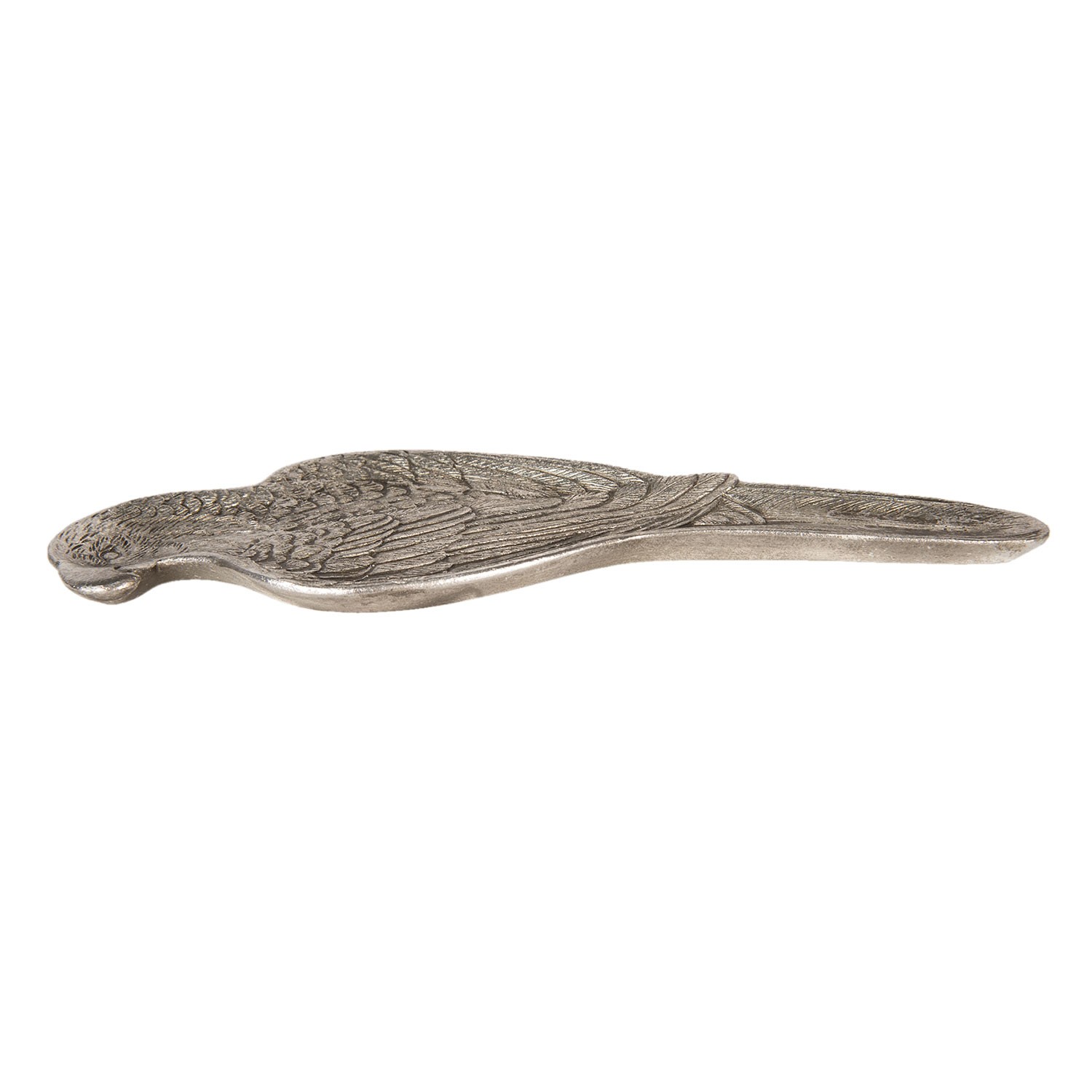 Stříbrná dekorativní miska ve tvaru papouška - 10*32*2 cm Clayre & Eef Stříbrná dekorativní miska ve tvaru papouška - 10*32*2 cm Clayre & Eef