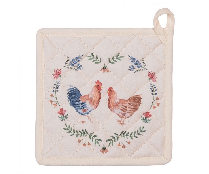 Chňapka-podložka Chicken adn Rooster - 20*20 cm Clayre & Eef
