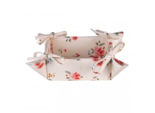 Bavlněný oboustranný košík na pečivo s květy Litttle Rose Collection - 35*35*8 cm