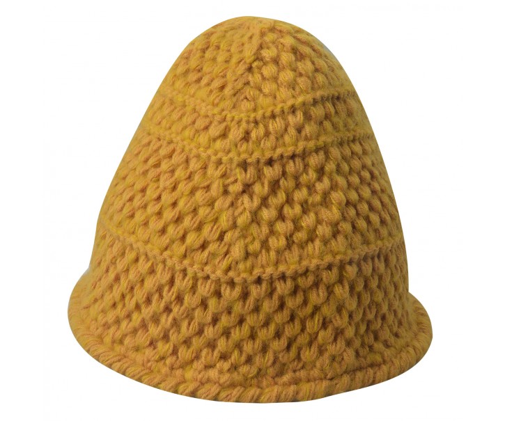 Žlutá pletená zimní čepice- 20 cm Clayre & Eef