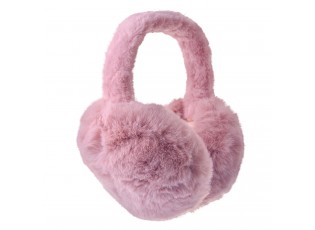 Růžové skládací chlupaté klapky na uši - Ø 13cm - one size
