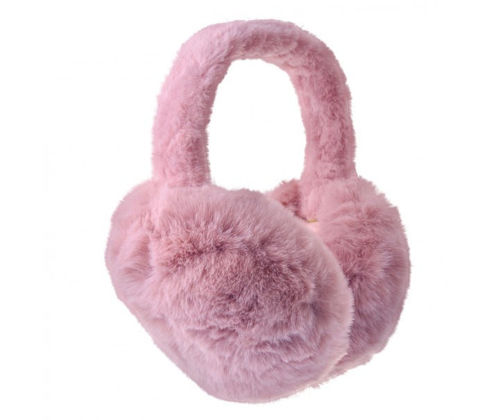 Růžové skládací chlupaté klapky na uši - Ø 13cm - one size Clayre & Eef