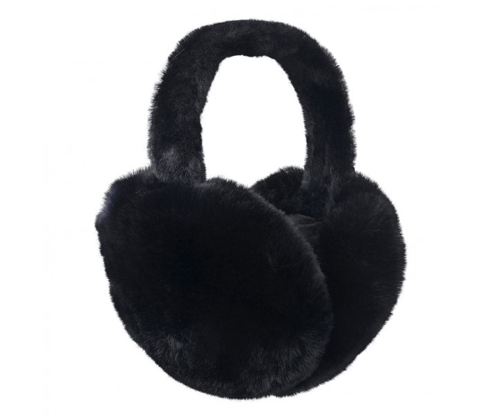 Černé skládací chlupaté klapky na uši - Ø 13cm - one size Clayre & Eef