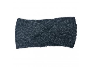 Černá čelenka s pleteným vzorem - 21*10 cm