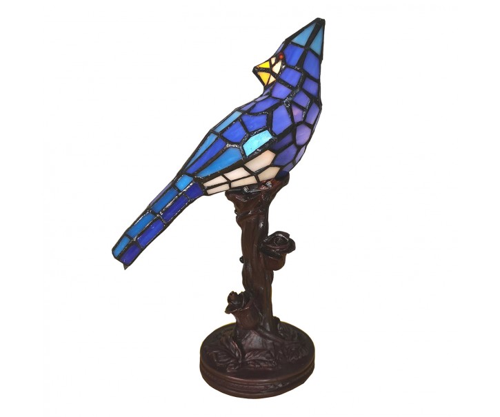 Stolní lampa Tiffany Blue Parrot - 15*12*33 cm E14/max 1*25W Clayre & Eef