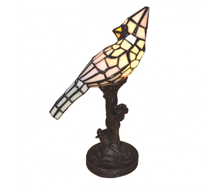 Stolní lampa Tiffany White Parrot - 15*12*33 cm E14/max 1*25W Clayre & Eef