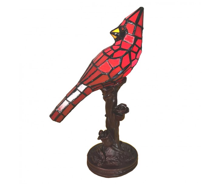 Stolní lampa Tiffany Red Parrot - 15*12*33 cm E14/max 1*25W Clayre & Eef