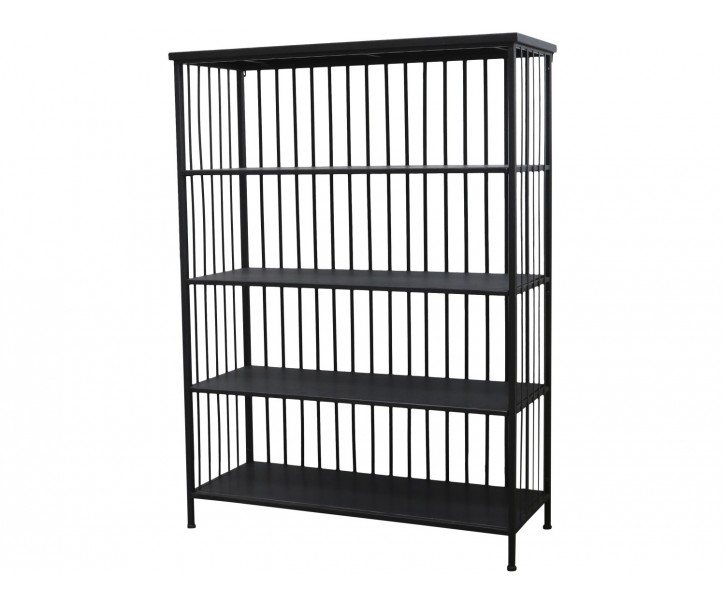 Černý kovový regál/ knihovna s policemi Vinni - 97*38*132cm Chic Antique
