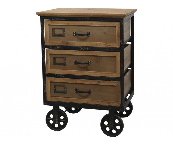 Dřevěná komoda na kolečkách se šuplíčky Offi - 53*39*73cm Chic Antique