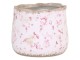Keramický obal na květináč s růžovými kvítky Floral Cannes - Ø13*12cm Chic Antique