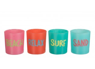Sada 4ks barevné skleněné svícny Summer - Ø7*8 cm