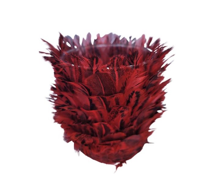 Skleněný svícen s vínovými peříčky Tommi – Ø 7*9 cm Light & Living