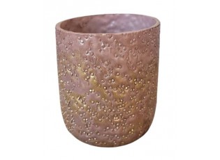 Růžovo-zlatý skleněný svícen Tobri – Ø 8*9 cm