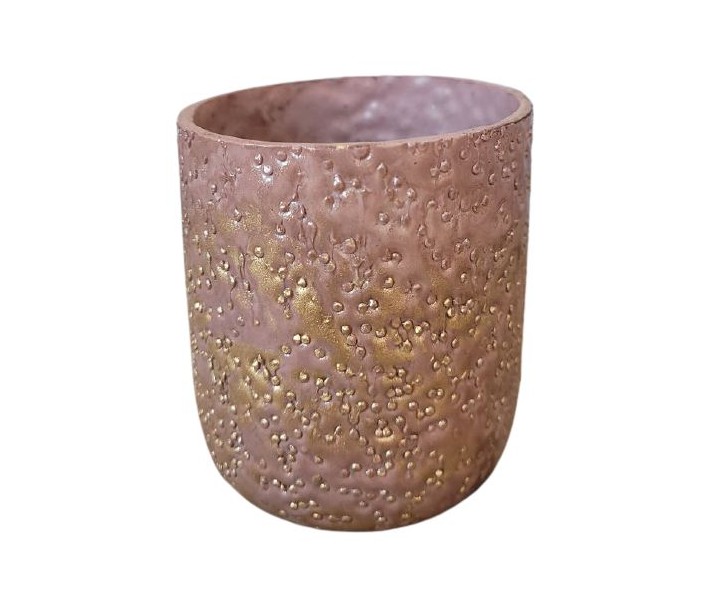 Růžovo-zlatý skleněný svícen Tobri – Ø 8*9 cm Light & Living