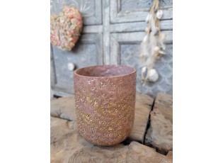 Růžovo-zlatý skleněný svícen Tobri – Ø 8*9 cm