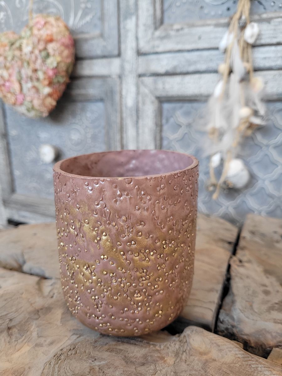 Růžovo-zlatý skleněný svícen Tobri – Ø 8*9 cm Light & Living Růžovo-zlatý skleněný svícen Tobri – Ø 8*9 cm Light & Living