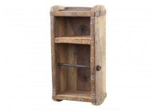 Dřevěný antik nástěnný držák na toaletní papír Grimaud Brick - 15*10*30 cm