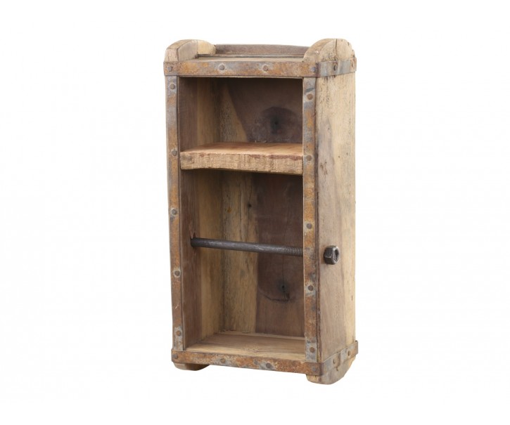 Dřevěný nástěnný stojan na toaletní papír - 15*10*30 cm Chic Antique