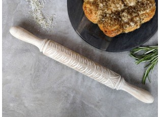 Dřevěný váleček na těsto se vzorem a patinou Laon - Ø5*38 cm