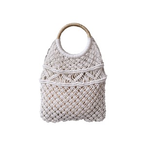 Drhaná síťovaná taška s ratanovou rukojetí Mesh - 38*43 cm