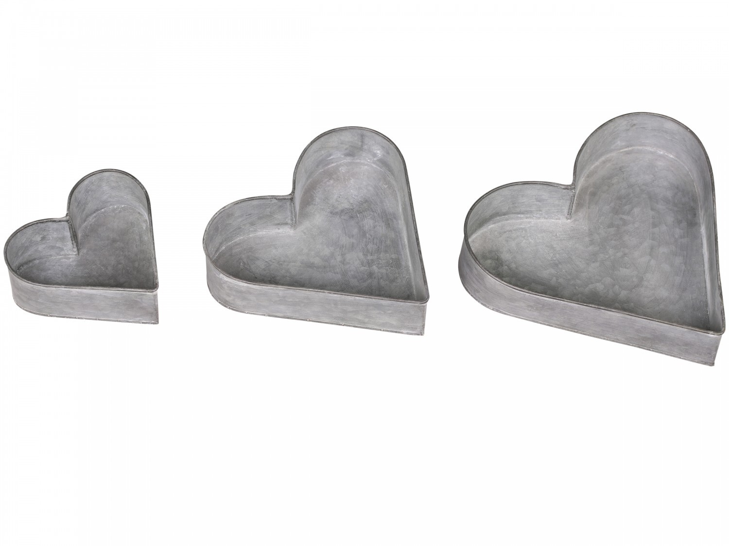 Sada 3ks plechové boxy ve tvaru srdce Zinc - 22*22*5cm Chic Antique Sada 3ks plechové boxy ve tvaru srdce Zinc - 22*22*5cm Chic Antique
